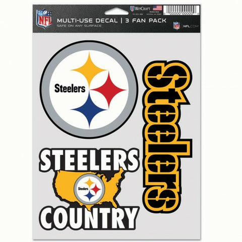 ~Pittsburgh Steelers Decal Multi Use Fan 3 Pack~ backorder