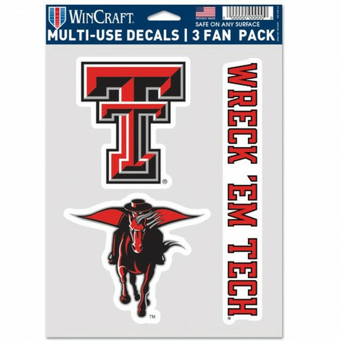~Texas Tech Red Raiders Decal Multi Use Fan 3 Pack Special Order~ backorder