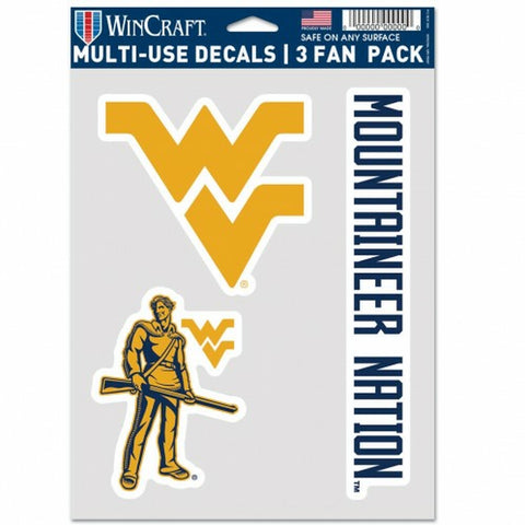 ~West Virginia Mountaineers Decal Multi Use Fan 3 Pack Special Order~ backorder