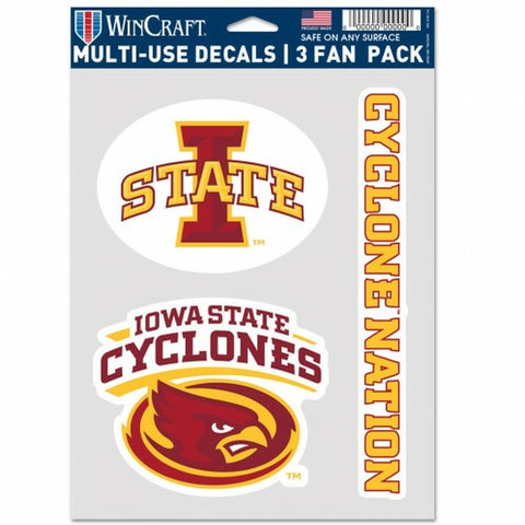 ~Iowa State Cyclones Decal Multi Use Fan 3 Pack Special Order~ backorder