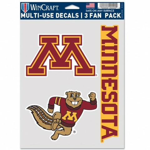 ~Minnesota Golden Gophers Decal Multi Use Fan 3 Pack Special Order~ backorder
