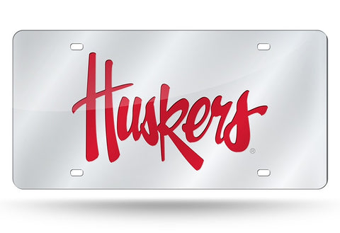 Nebraska Cornhuskers License Plate Laser Cut Silver
