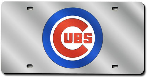 Chicago Cubs License Plate Laser Cut Silver