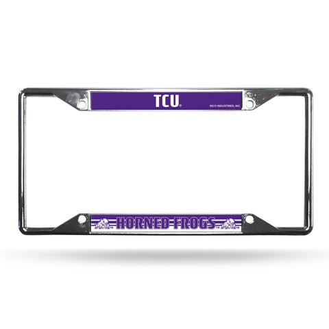 TCU Horned Frogs License Plate Frame Chrome EZ View