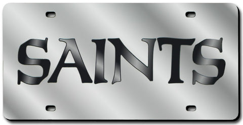 New Orleans Saints License Plate Laser Cut Silver