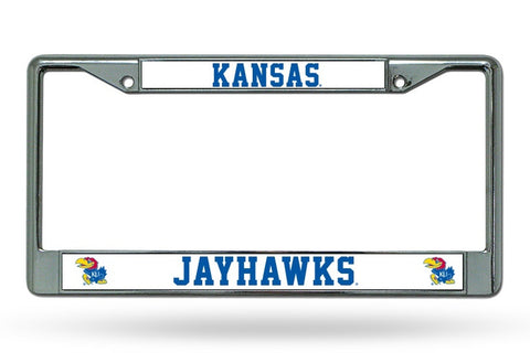 ~Kansas Jayhawks License Plate Frame Chrome w/Color Logo~ backorder