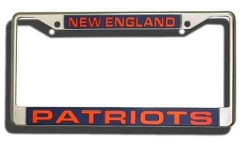 New England Patriots License Plate Frame Laser Cut Chrome