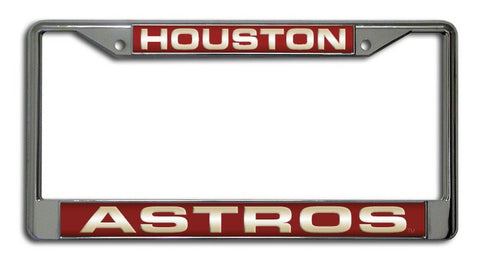 Houston Astros License Plate Frame Laser Cut Chrome - Special Order