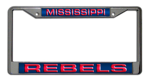 ~Mississippi Rebels Laser Cut Chrome License Plate Frame - Special Order~ backorder