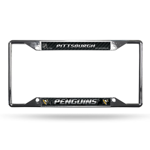~Pittsburgh Penguins License Plate Frame Chrome EZ View~ backorder