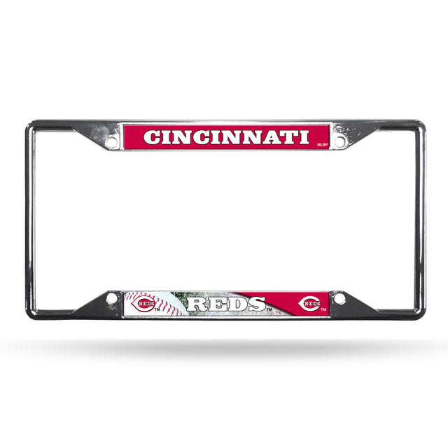 Cincinnati Reds License Plate Frame Chrome EZ View