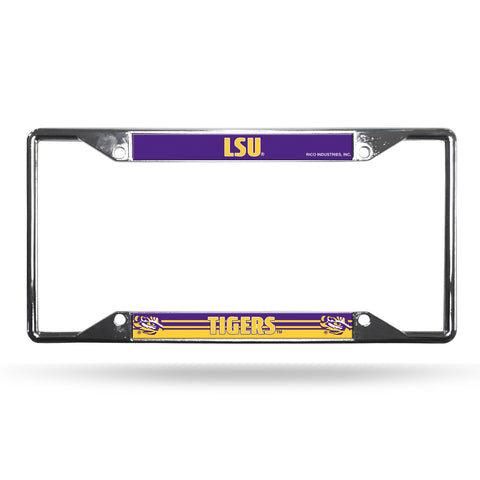 LSU Tigers License Plate Frame Chrome EZ View