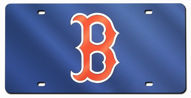 Boston Red Sox License Plate Laser Cut Red Blue with Red B