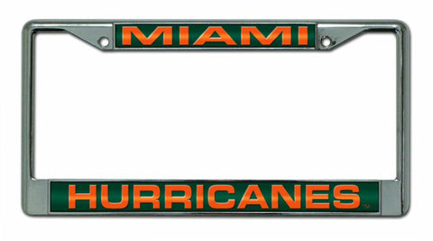 Miami Hurricanes License Plate Frame Laser Cut Chrome