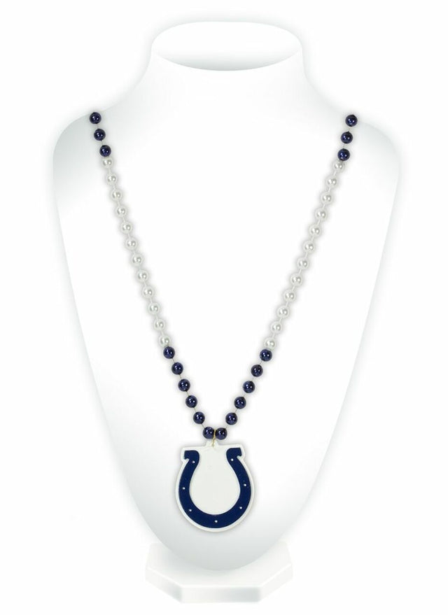 Indianapolis Colts Beads with Medallion Mardi Gras Style