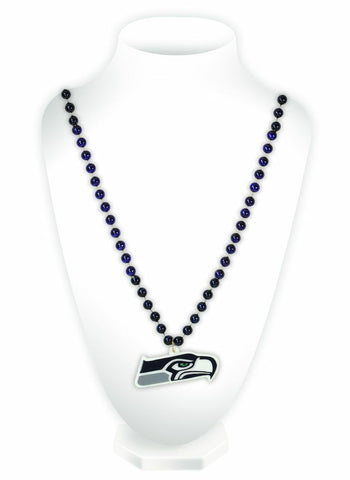 Seattle Seahawks Beads with Medallion Mardi Gras Style