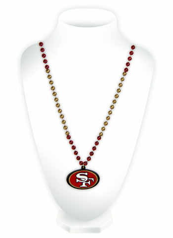 San Francisco 49ers Beads with Medallion Mardi Gras Style