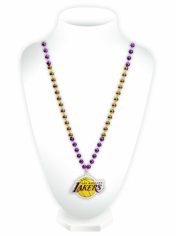 Los Angeles Lakers Beads with Medallion Mardi Gras Style - Special Order
