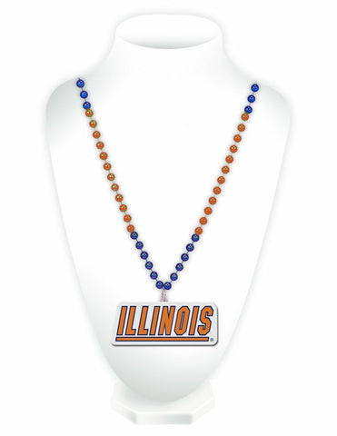~Illinois Fighting Illini Beads with Medallion Mardi Gras Style - Special Order~ backorder