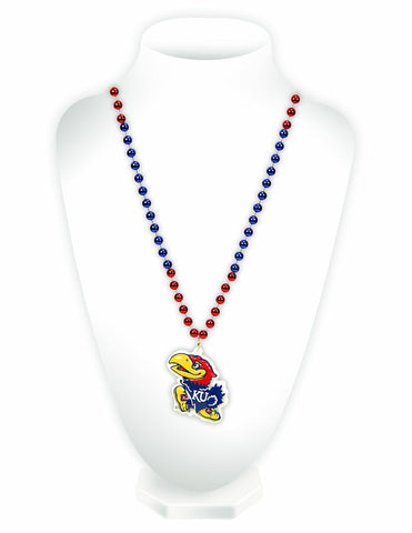 ~Kansas Jayhawks Beads with Medallion Mardi Gras Style - Special Order~ backorder