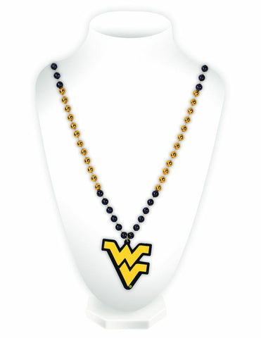 ~West Virginia Mountaineers Beads with Medallion Mardi Gras Style - Special Order~ backorder