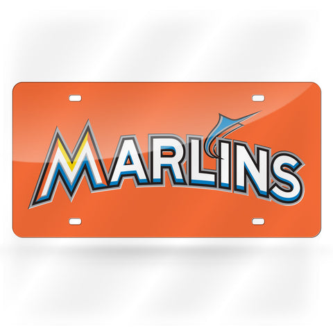 Miami Marlins License Plate Laser Cut Light Orange - Special Order
