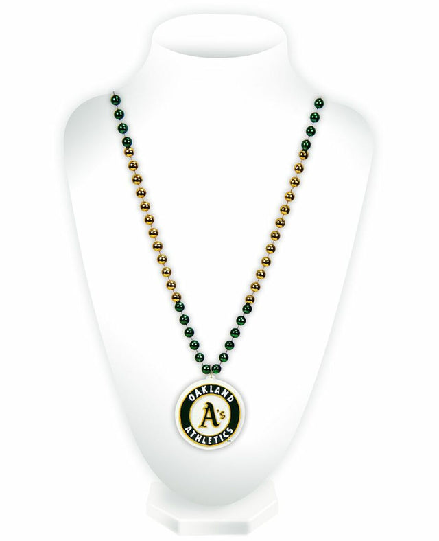 Oakland Athletics Beads with Medallion Mardi Gras Style