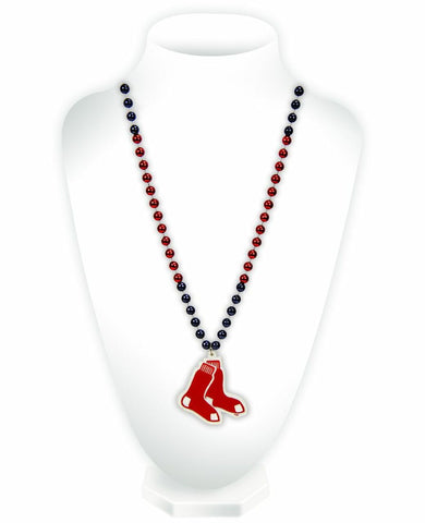 Boston Red Sox Beads with Medallion Mardi Gras Style - Special Order