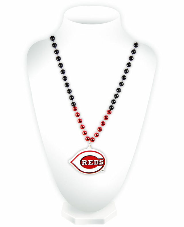 Cincinnati Reds Mardi Gras Beads with Medallion