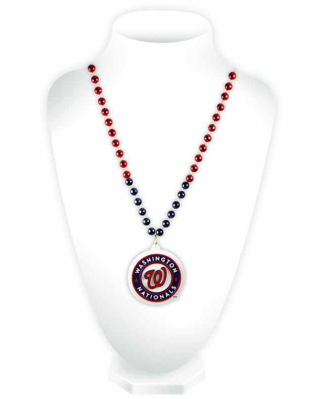 Washington Nationals Mardi Gras Beads with Medallion