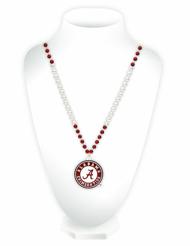 Alabama Crimson Tide Beads with Medallion Mardi Gras Style