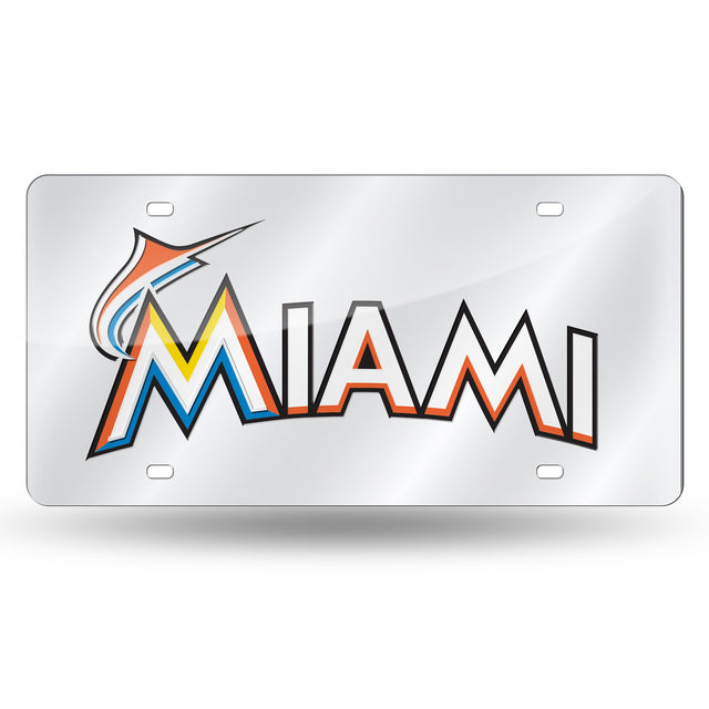 Matrícula de los Miami Marlins cortada con láser en color plata