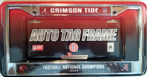 ~Alabama Crimson Tide License Plate Frame Chrome 2012 National Champ~ backorder