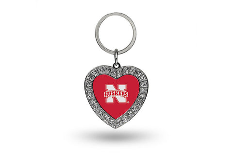 Nebraska Cornhuskers Keychain Rhinestone Heart CO