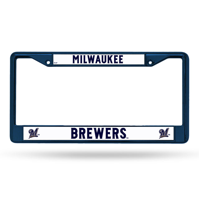 Marco para matrícula de los Milwaukee Brewers de metal azul marino