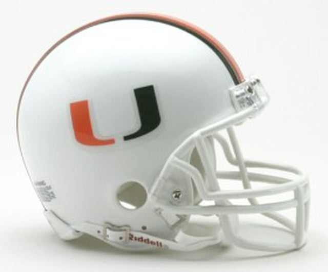 Réplica de casco en miniatura de los Miami Hurricanes con máscara Z2B