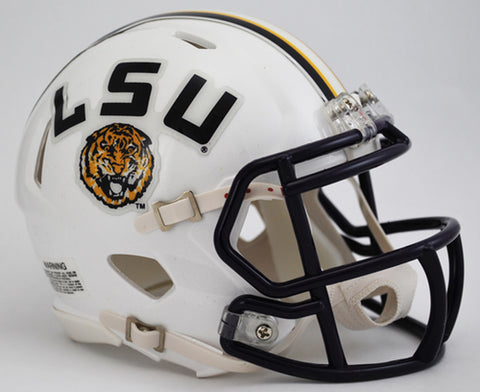 LSU Tigers Helmet Riddell Replica Mini Speed Style White Alternate - Special Order