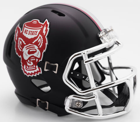North Carolina State Wolfpack Helmet Riddell Replica Mini Speed Style Black Howl Design - Special Order