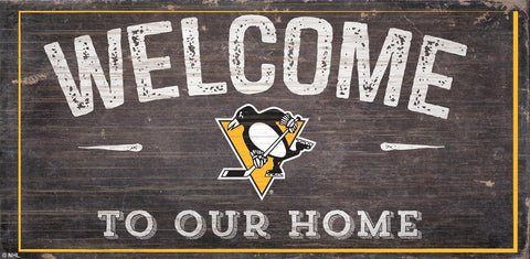 Pittsburgh Penguins Sign Wood 6x12 Welcome To Our Home Design - Special Order