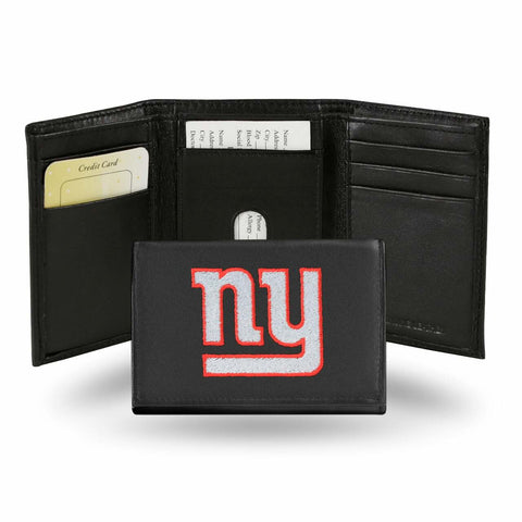 New York Giants Wallet Trifold Leather Embroidered