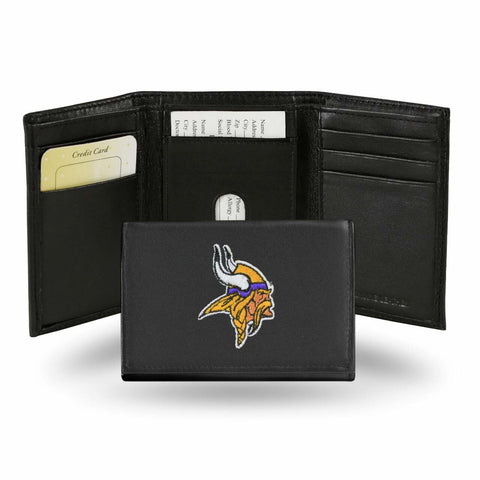 Minnesota Vikings Wallet Trifold Leather Embroidered