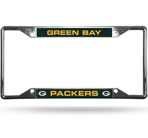 ~Green Bay Packers License Plate Frame Chrome EZ View~ backorder