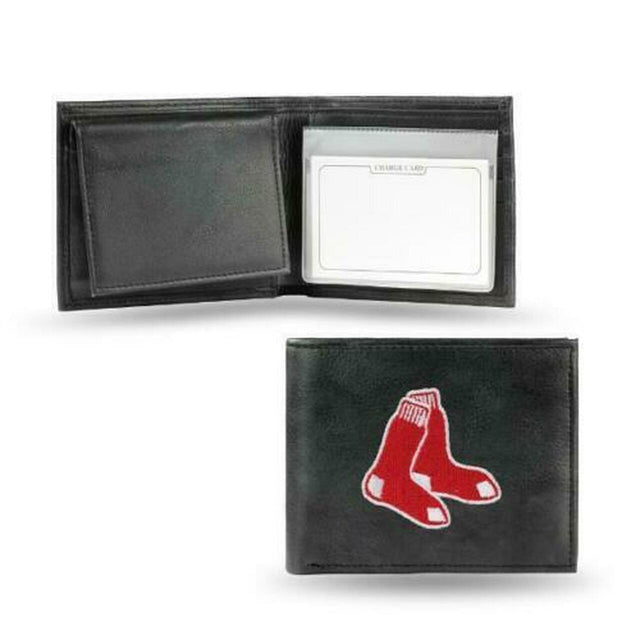 Boston Red Sox Wallet Billfold Leather Embroidered Black